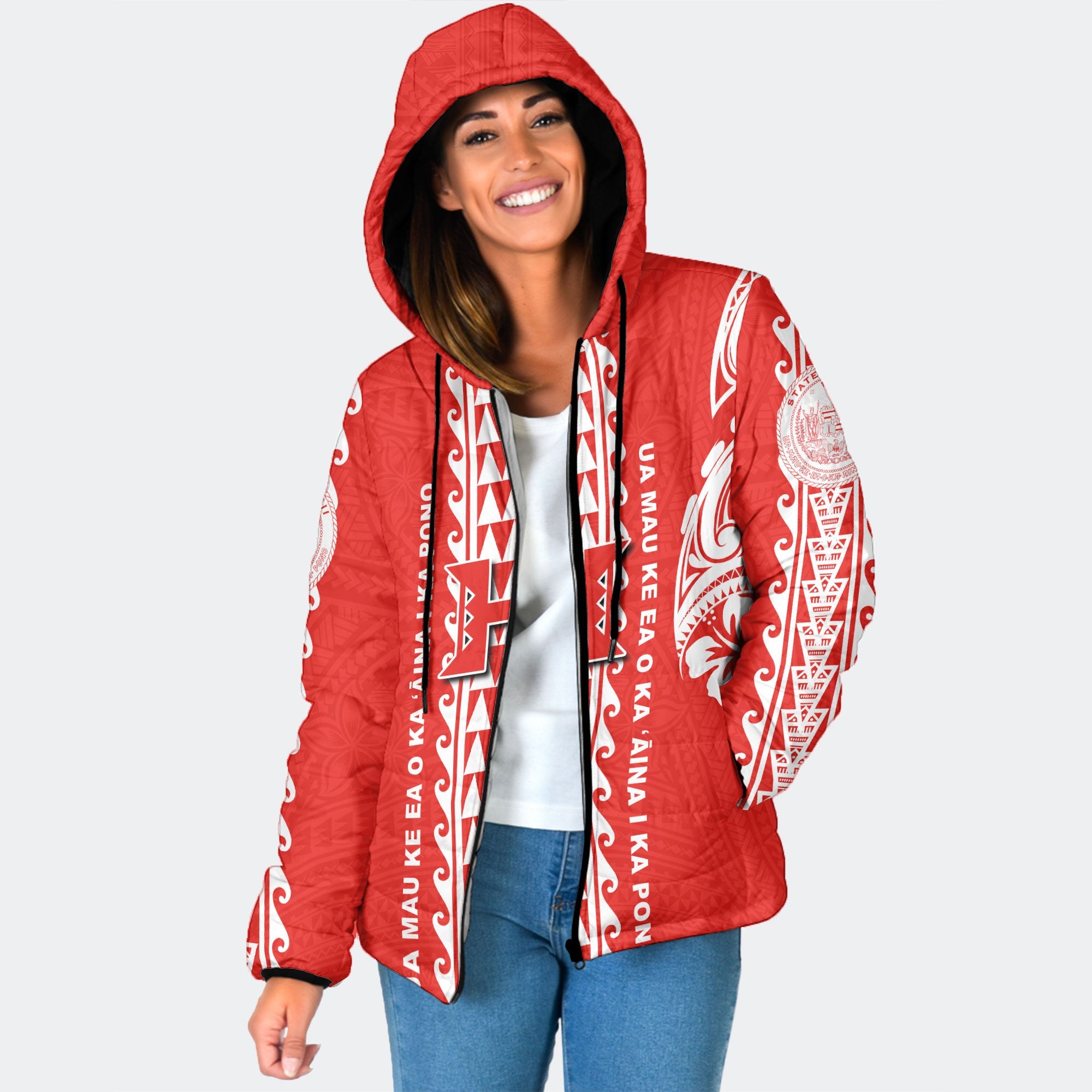 Hilo Hawaii Seal Women Hooded Padded Jacket Turtle Style