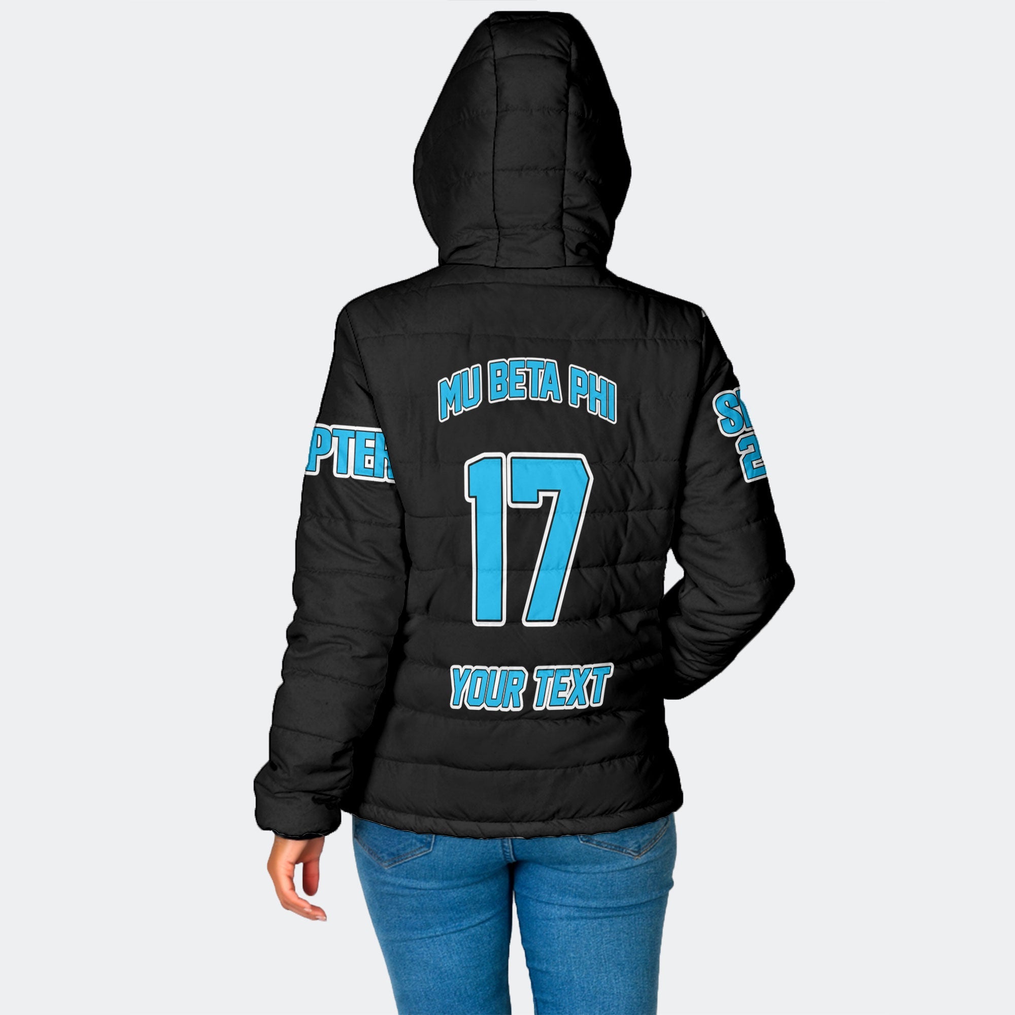 Fraternity Jacket - Personalized Mu Beta Phi Women Hooded Padded Jacket Original Dark Style