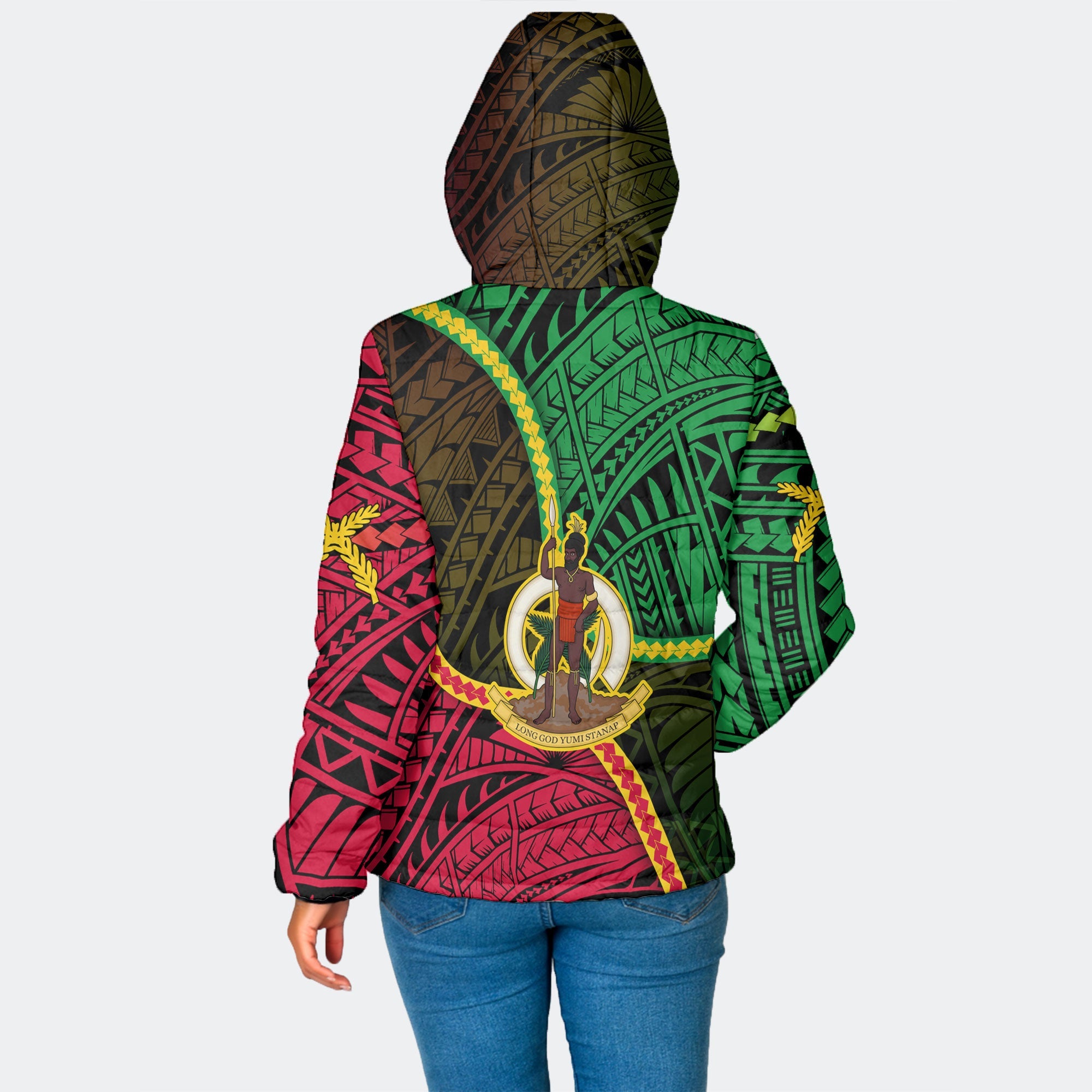 Vanuatu Women Hooded Padded Jacket Independence Day 43rd Anniversary Style