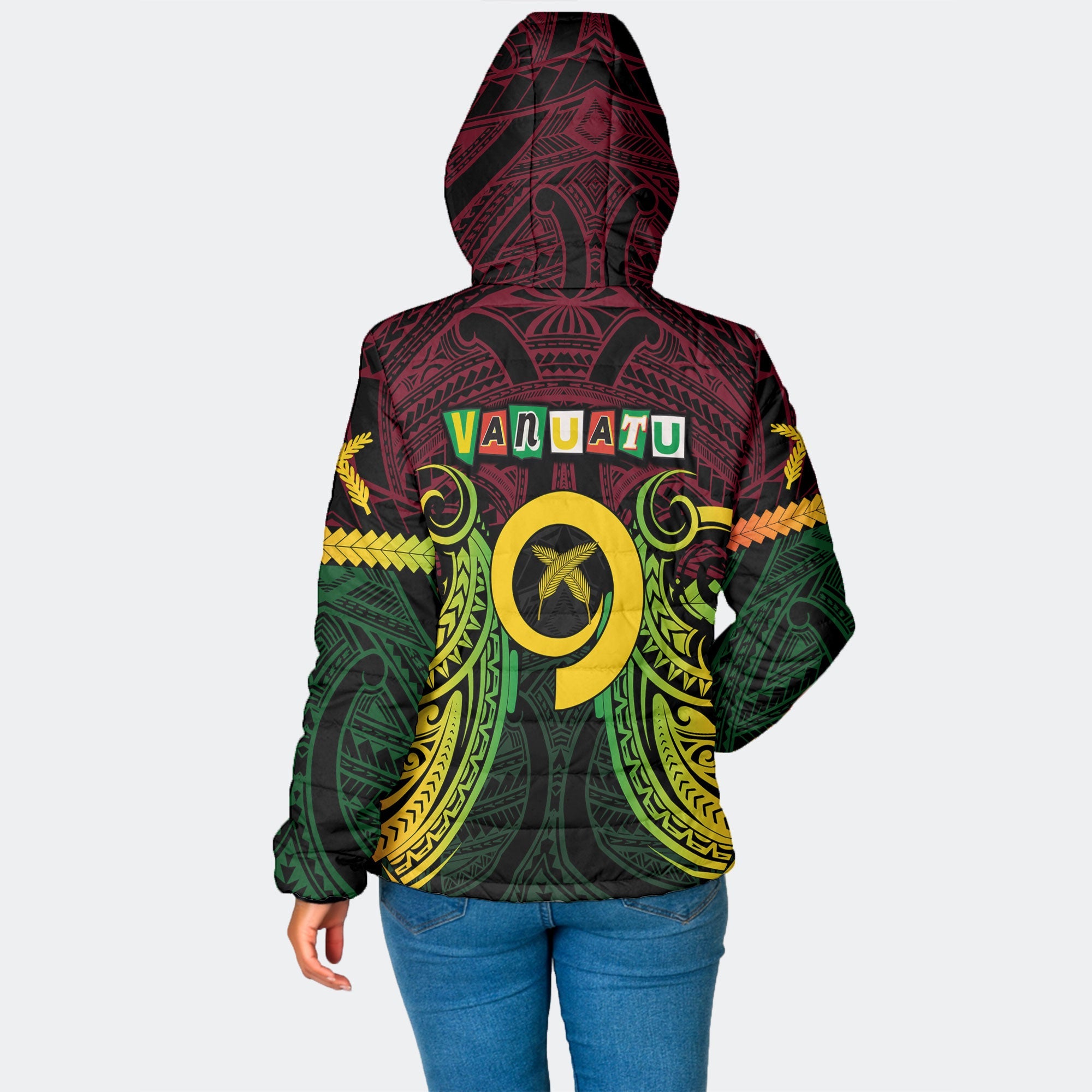 Vanuatu Women Hooded Padded Jacket Independence Day 43rd Anniversary Style 2