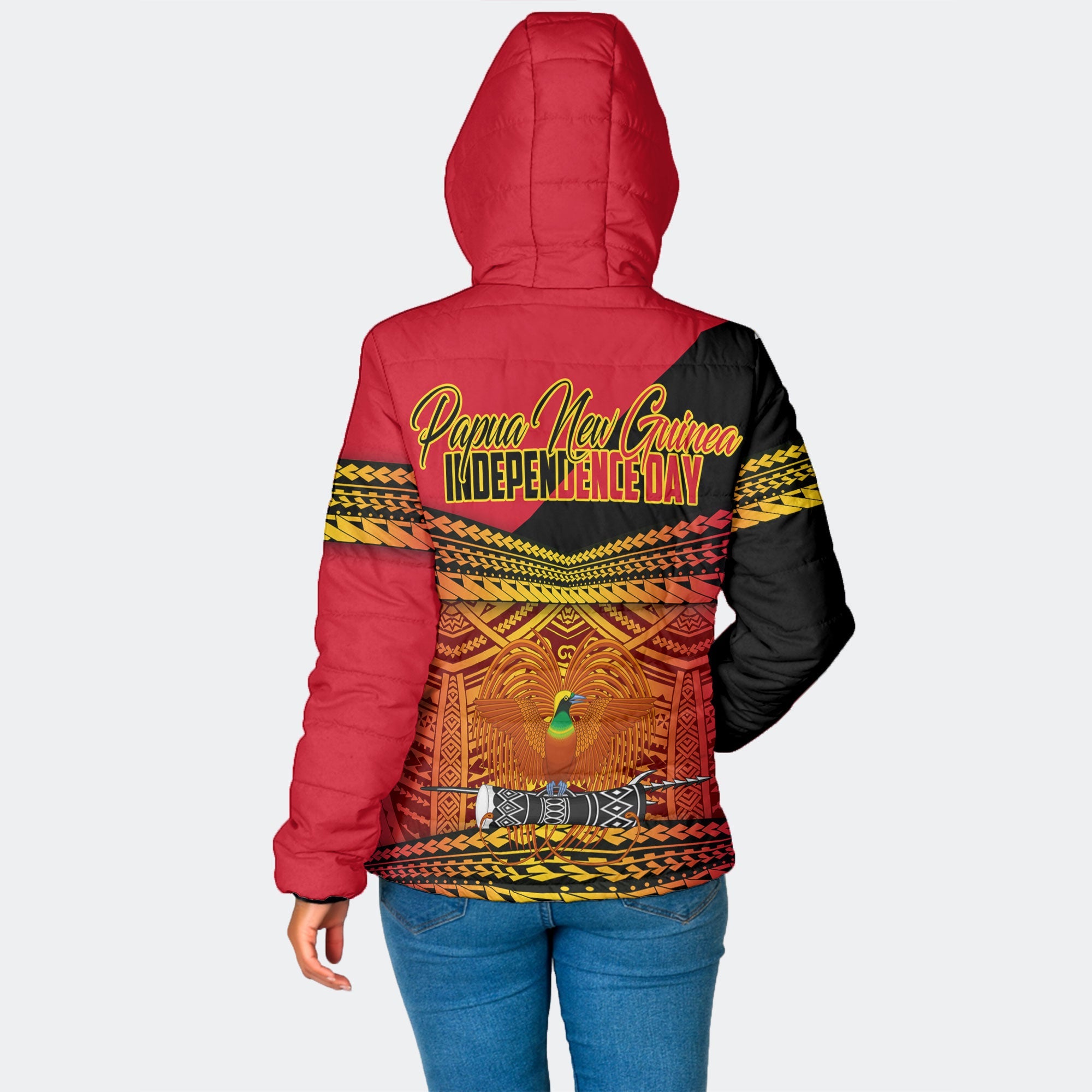 Papua New Guinea Independence Day Women Hooded Padded Jacket PNG Emblem Style