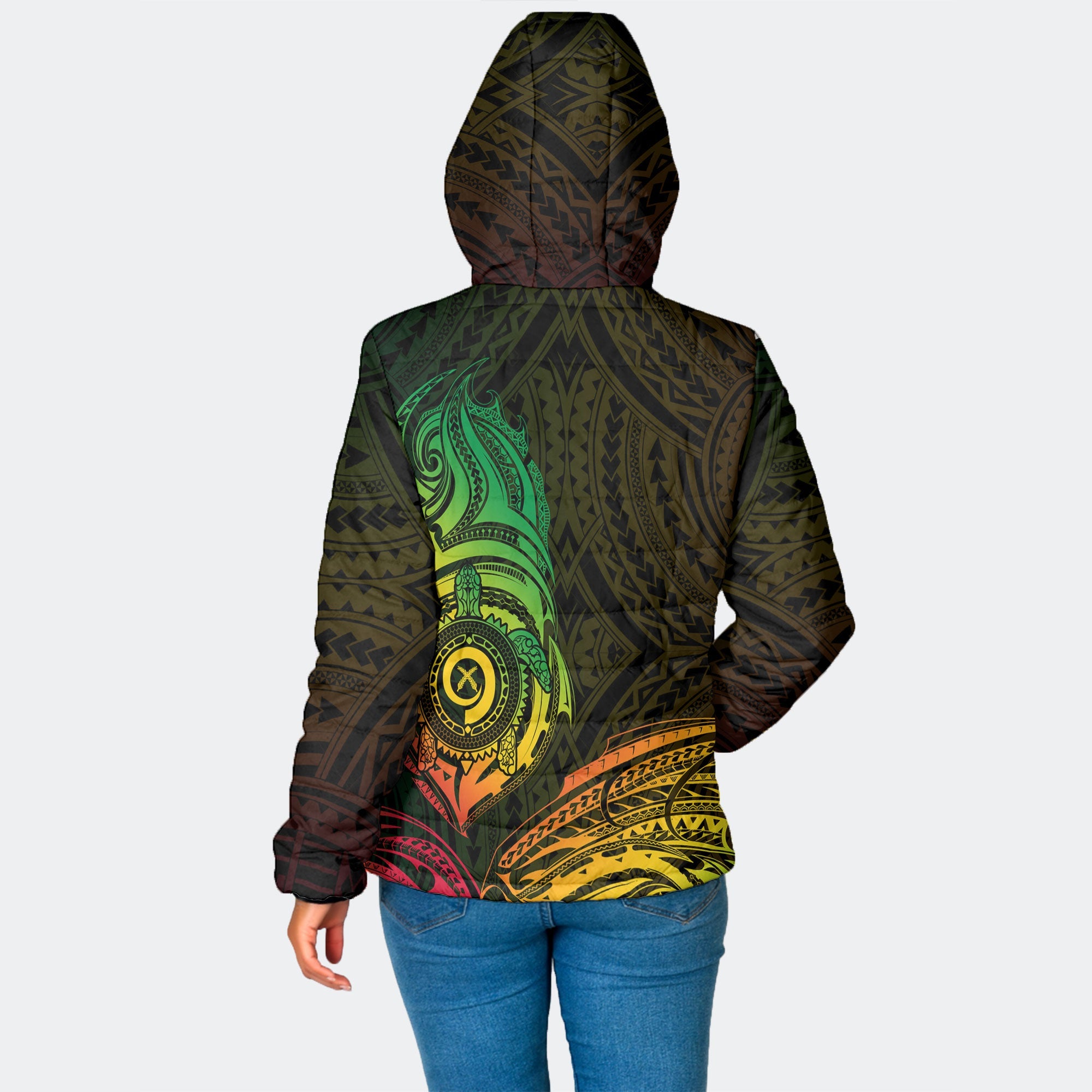 Vanuatu Women Hooded Padded Jacket Polynesian Reggae Style