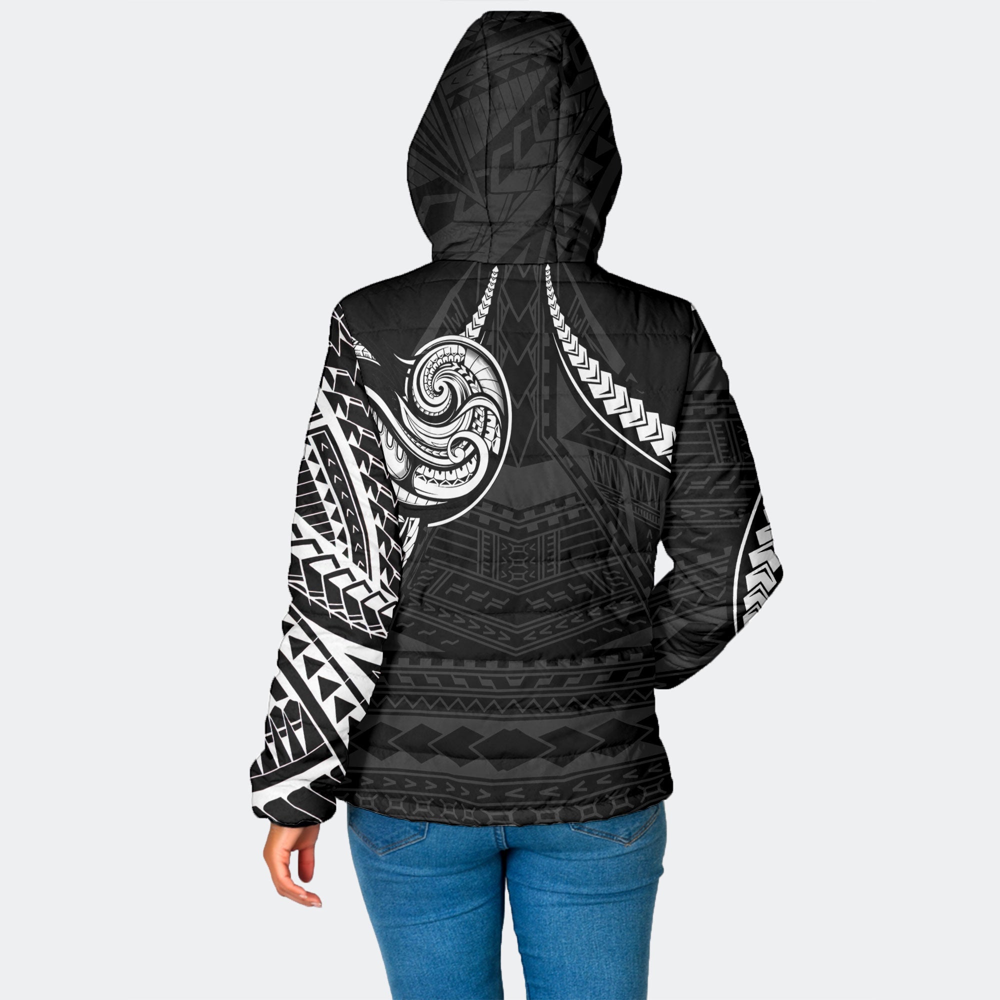 Seal Of American Samoa Women Hooded Padded Jacket Turtle Style