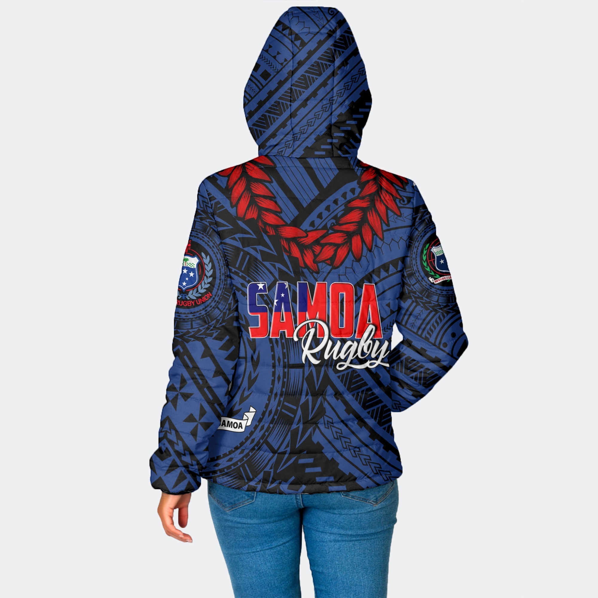 Samoa TOA Rugby Women Hooded Padded Jacket Ulafala Style