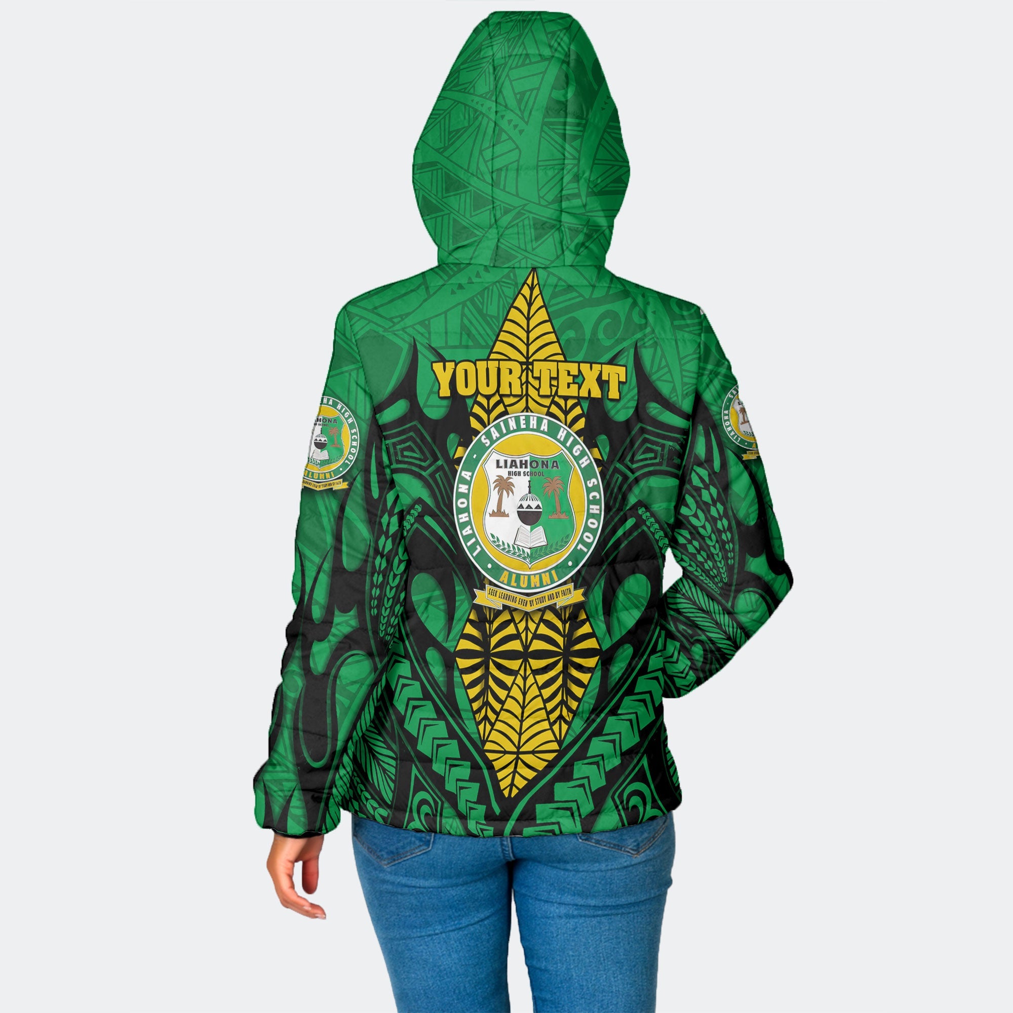 Custom Tonga Liahona High School Women Hooded Padded Jacket