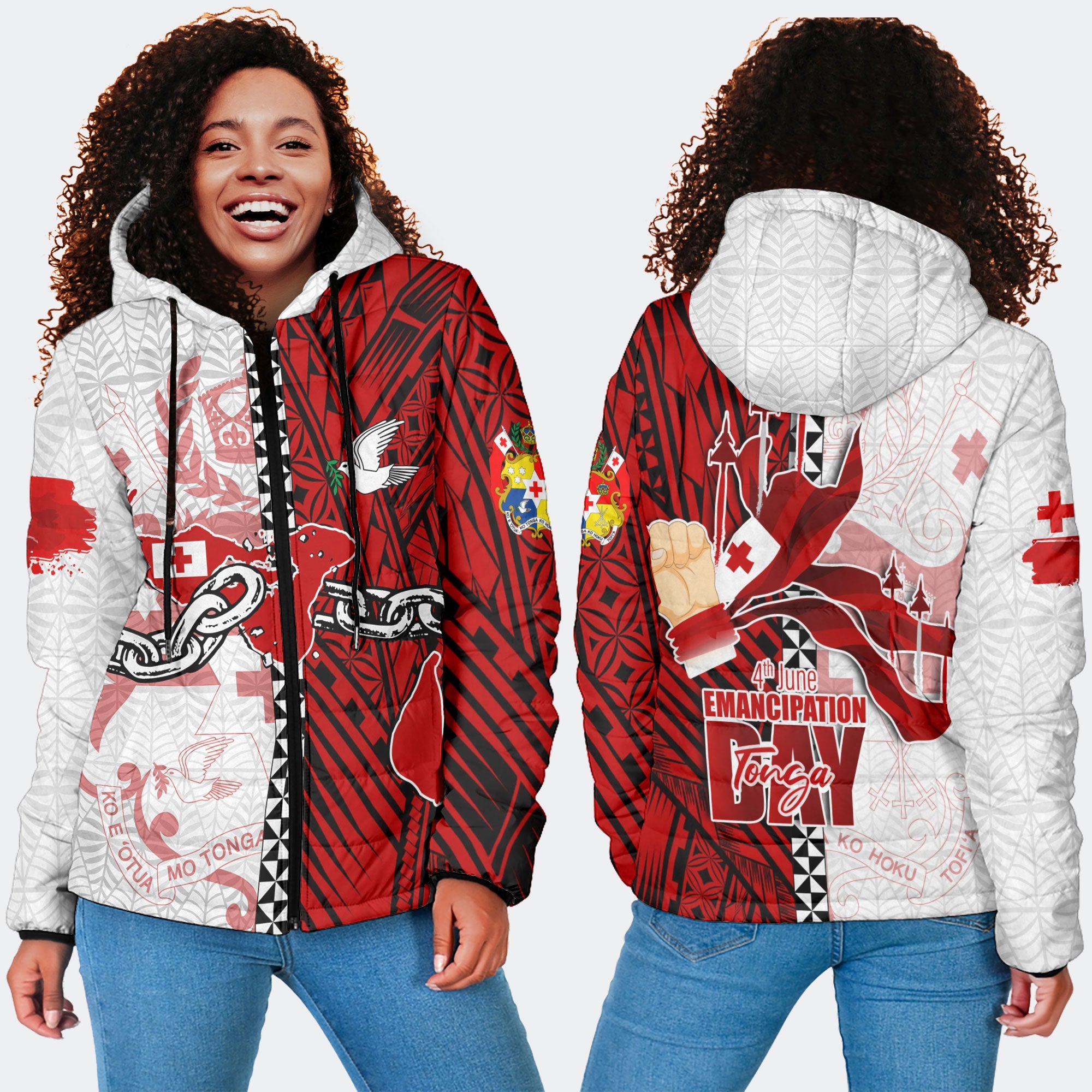 Tonga National Emancipation Day Women Hooded Padded Jacket