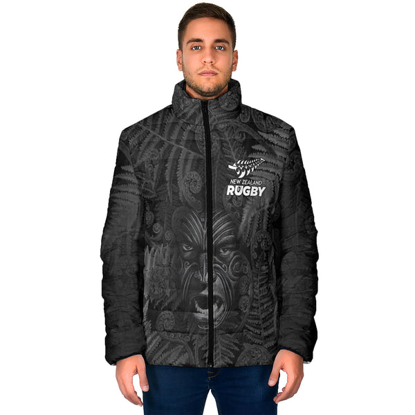 Custom New Zealand Rugby Men Padded Jacket Silver Fern & Maori Warrior Style