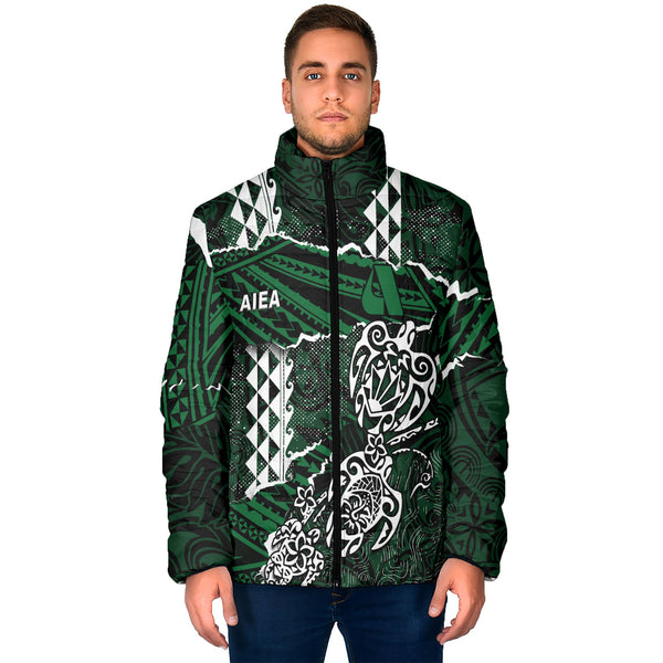 Hawaii Aiea High School Custom Men Padded Jacket Polynesian Turtle Style