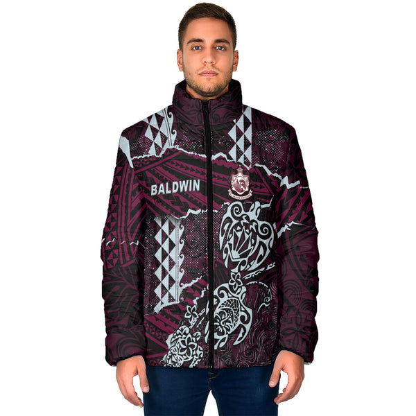 Hawaii Baldwin High School Custom Men Padded Jacket Polynesian Turtle Style