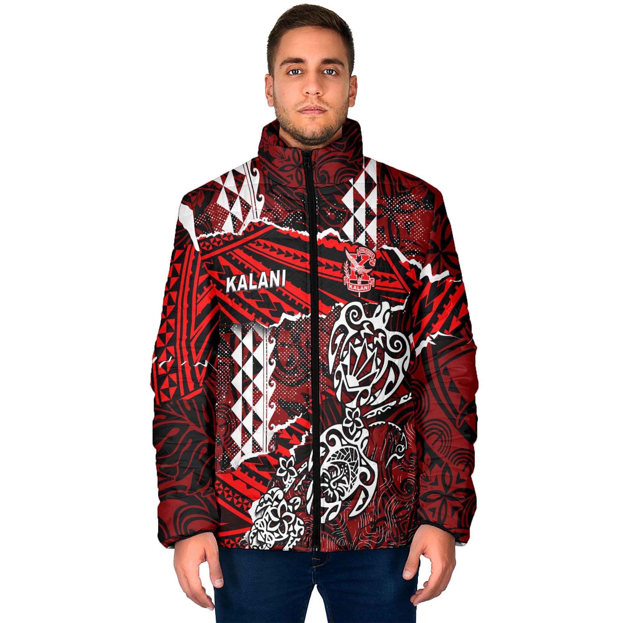 Hawaii Kalani High School Custom Men Padded Jacket Polynesian Turtle Style