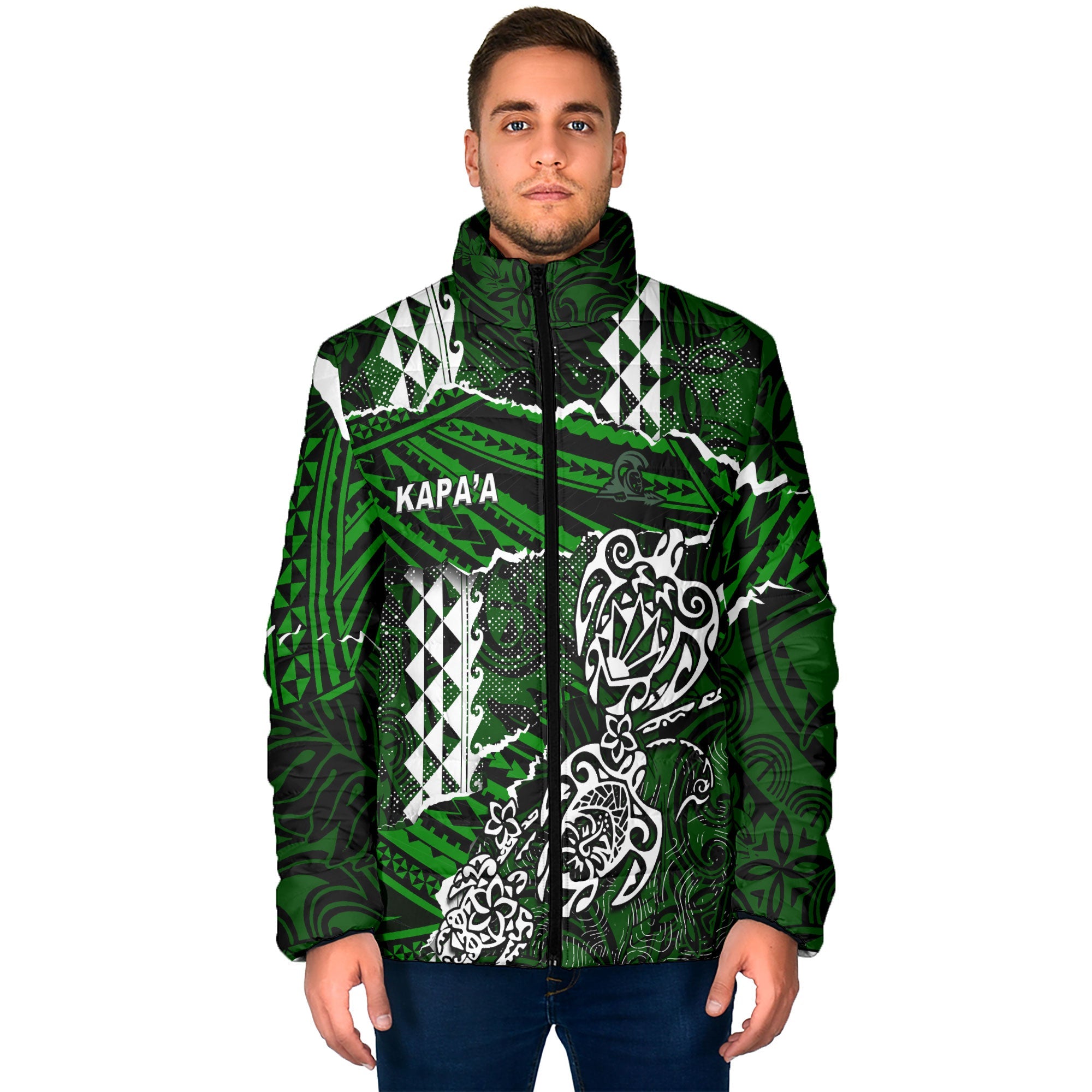 Hawaii Kapaa High School Custom Men Padded Jacket Polynesian Turtle Style