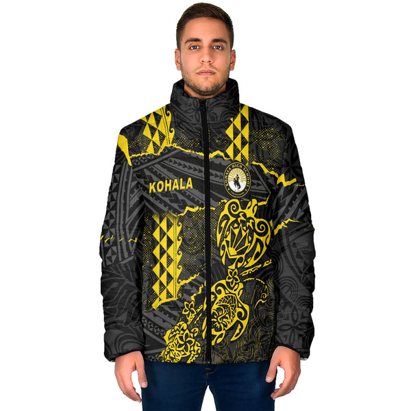 Hawaii Kohala High School Custom Men Padded Jacket Polynesian Turtle Style