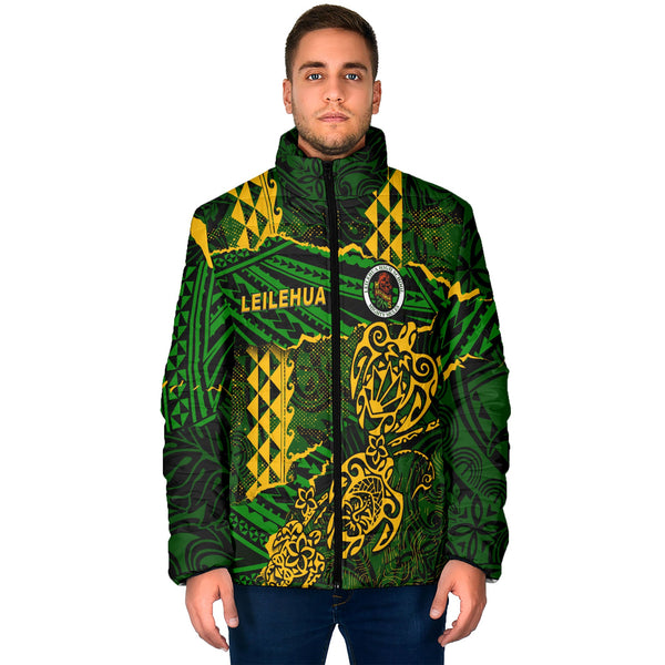 Hawaii Leilehua High School Custom Men Padded Jacket Polynesian Turtle Style