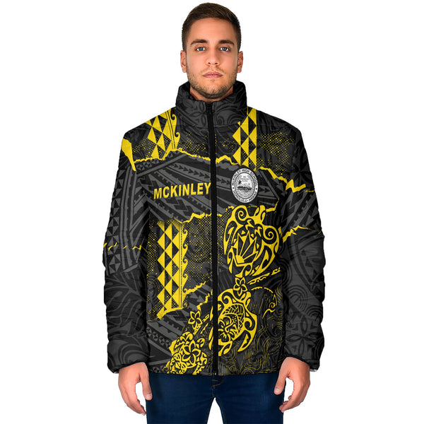 Hawaii President William McKinley High School Custom Men Padded Jacket Polynesian Turtle Style