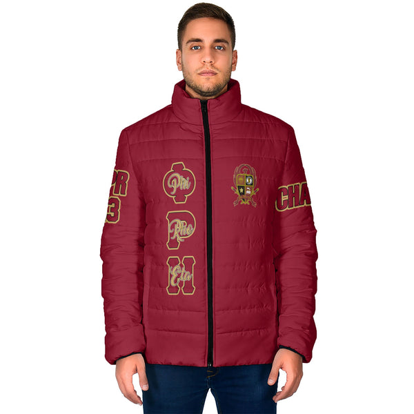 Fraternity Jacket - Personalized Phi Rho Eta Men Padded Jacket Original Maroon Style