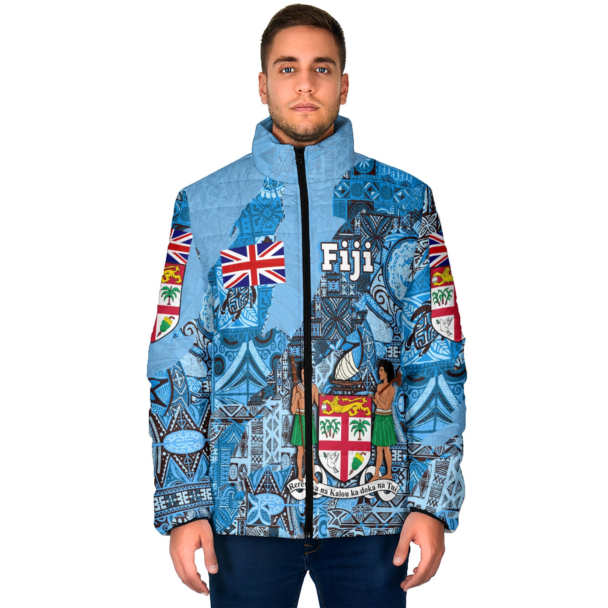 Fiji Flag & Coat Of Arms Men Padded Jacket