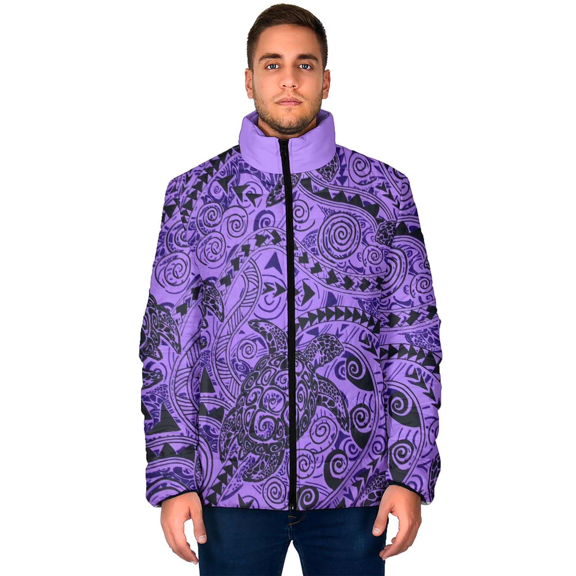 Hawaii Polynesian Turtle Men Padded Jacket Purple Style