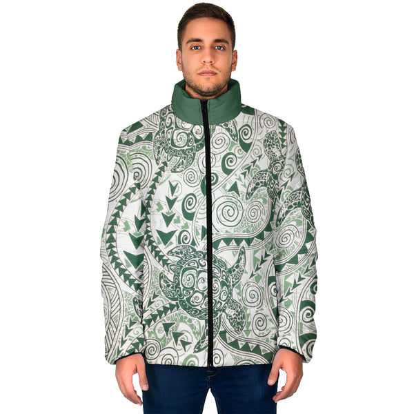 Hawaii Polynesian Turtle Men Padded Jacket Green Style