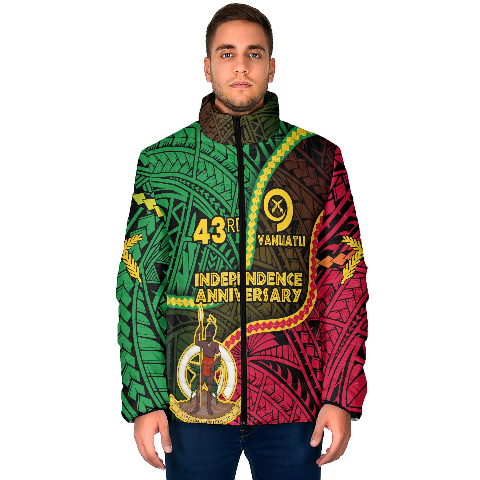 Vanuatu Men Padded Jacket Independence Day 43rd Anniversary Style