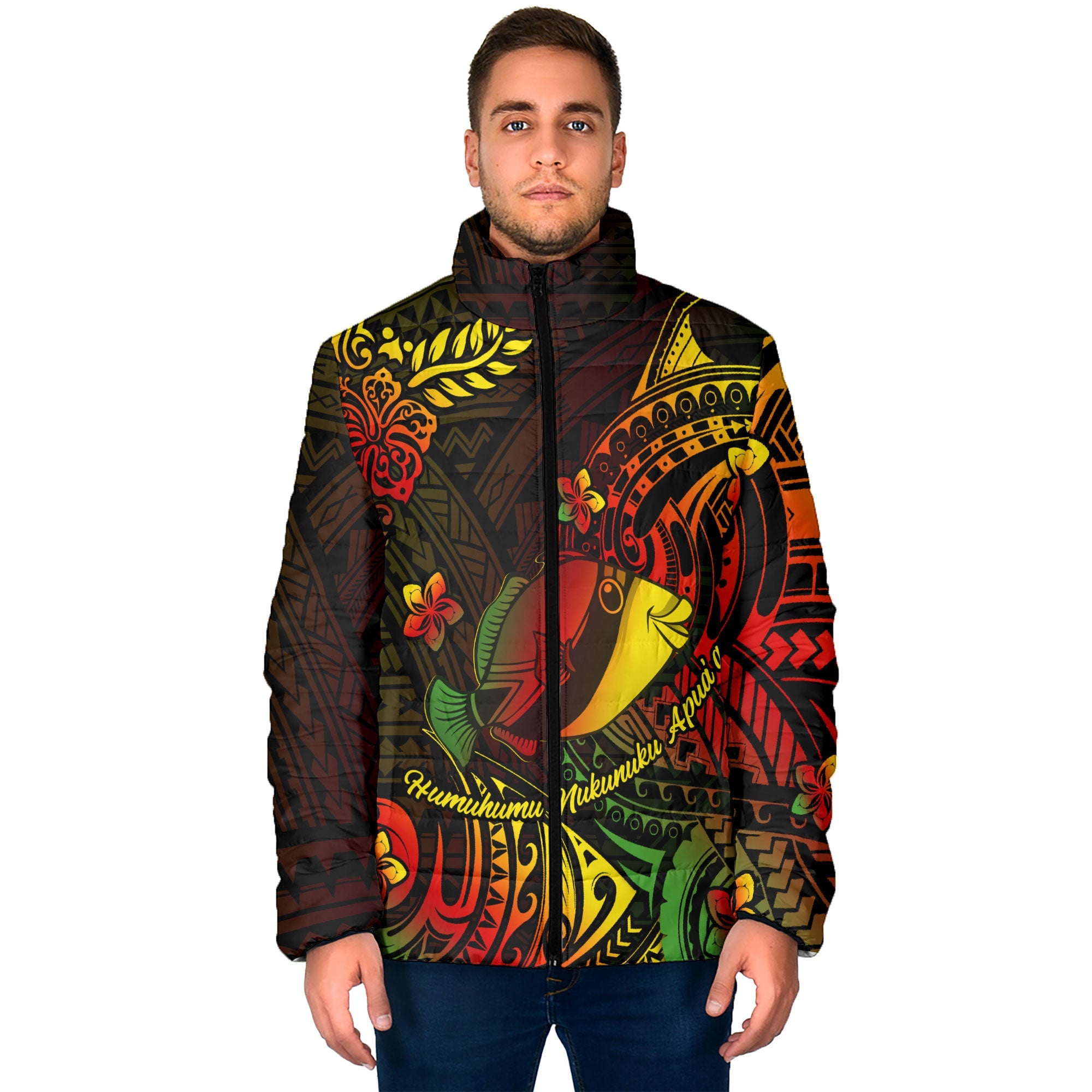 Hawaii Humuhumu Fish Men Padded Jacket Reggae Style