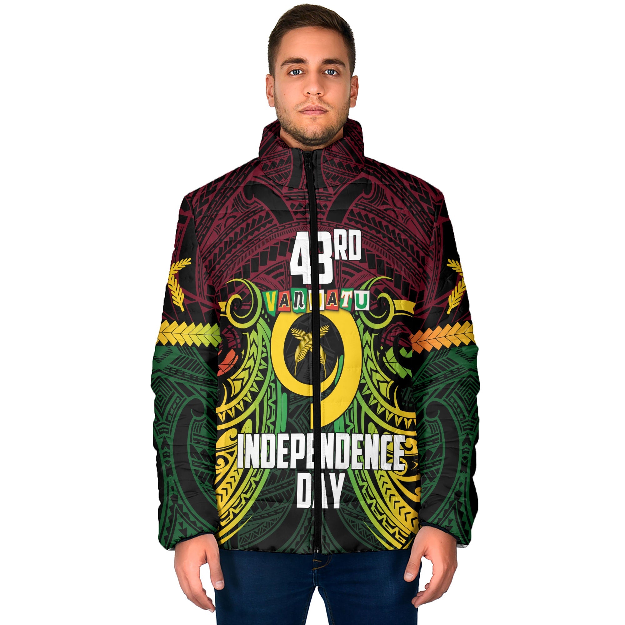 Vanuatu Men Padded Jacket Independence Day 43rd Anniversary Style 2