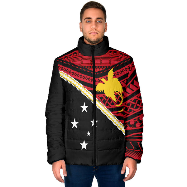 Papua New Guinea Men Padded Jacket Polynesian Flag Style