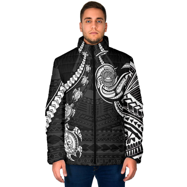 Seal Of American Samoa Men Padded Jacket Turtle Style