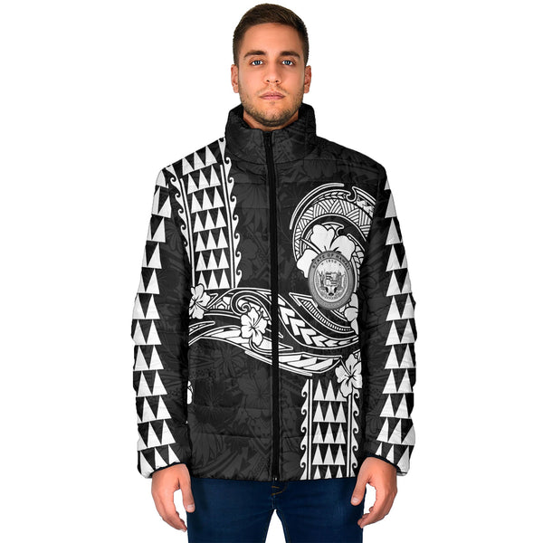 Hawaii Seal Men Padded Jacket Turtle & Map Style