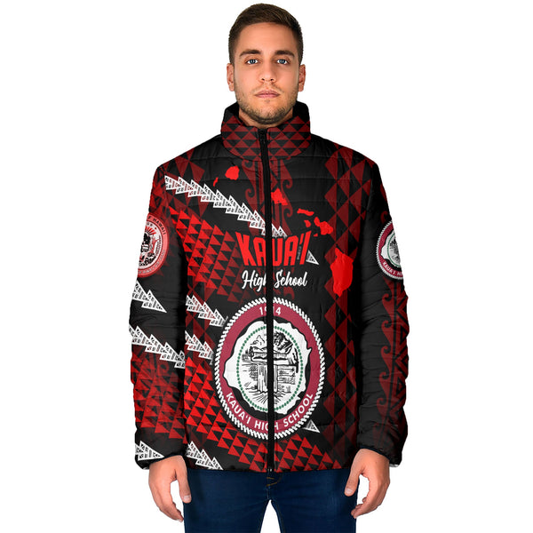 Hawaii Kauai High School Custom Men Padded Jacket Map Style