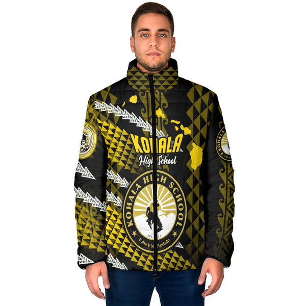 Hawaii Kohala High School Custom Men Padded Jacket Map Style