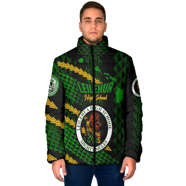 Hawaii Leilehua High School Custom Men Padded Jacket Map Style