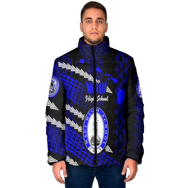 Hawaii Maui High School Custom Men Padded Jacket Map Style