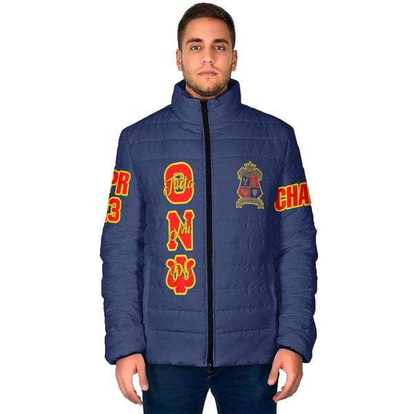 Fraternity Jacket - Personalized Theta Nu Psi Men Padded Jacket Original Blue Style