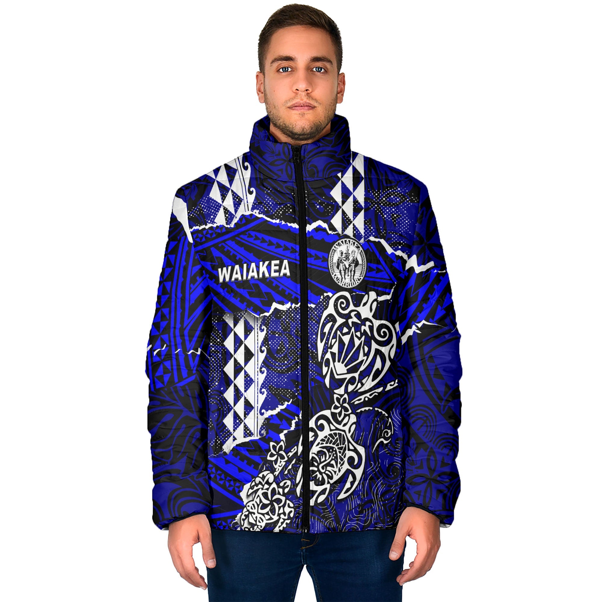 Hawaii Waiakea High School Custom Men Padded Jacket Polynesian Turtle Style