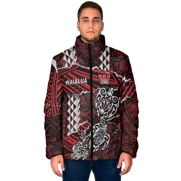 Hawaii Waialua High & Intermediate School Custom Men Padded Jacket Polynesian Turtle Style