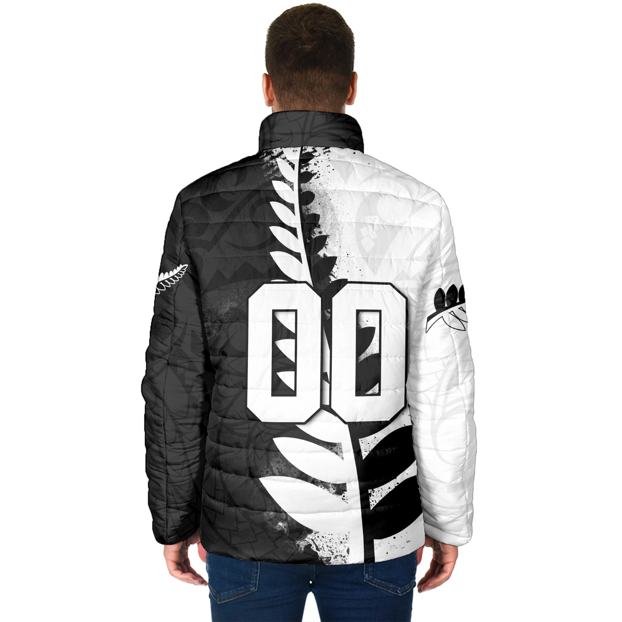 Custom New Zealand Rugby Men Padded Jacket Silver Fern Style