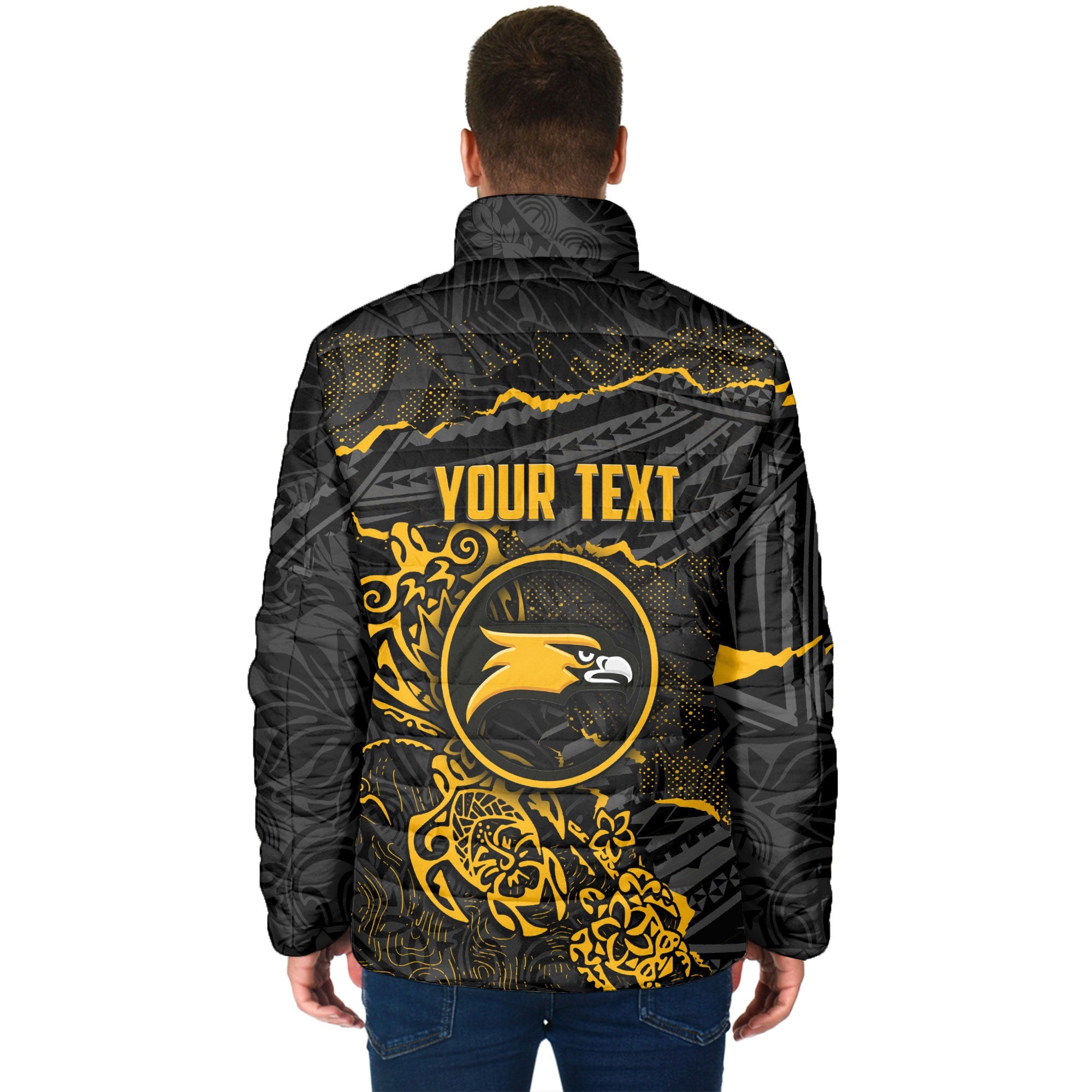 Hawaii Nanakuli High School Custom Men Padded Jacket Polynesian Turtle Style