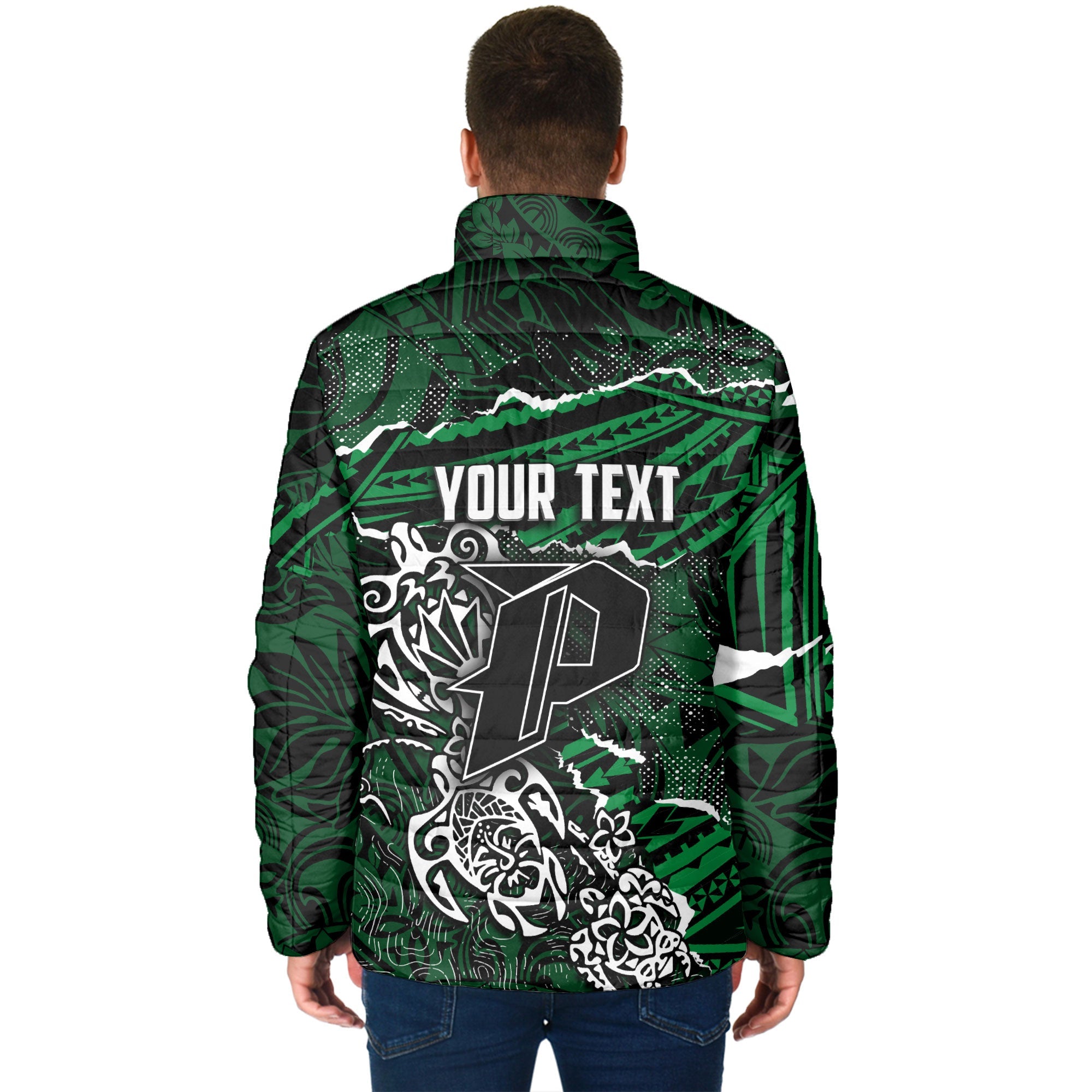 Hawaii Pahoa High & Intermediate School Custom Men Padded Jacket Polynesian Turtle Style