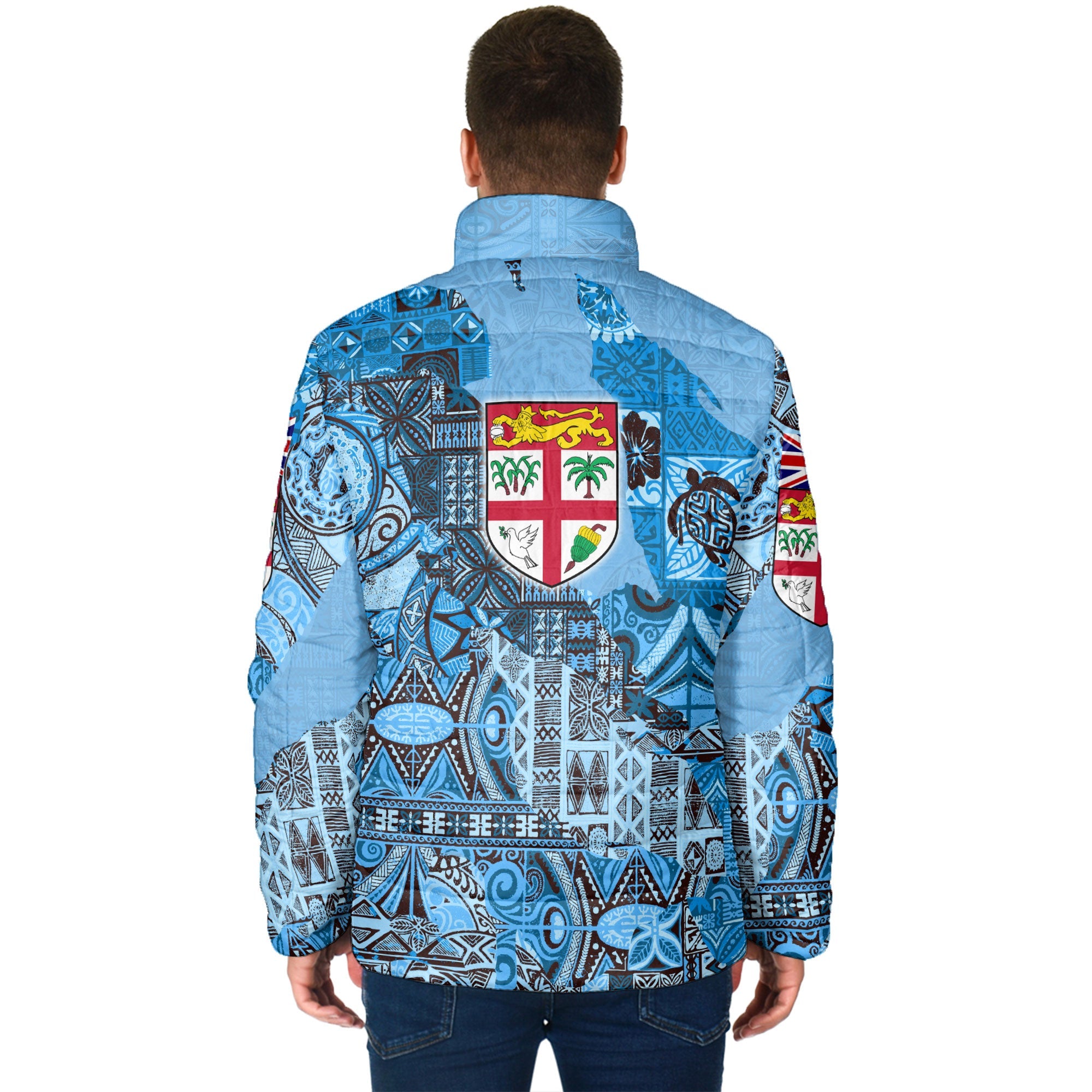 Fiji Flag & Coat Of Arms Men Padded Jacket