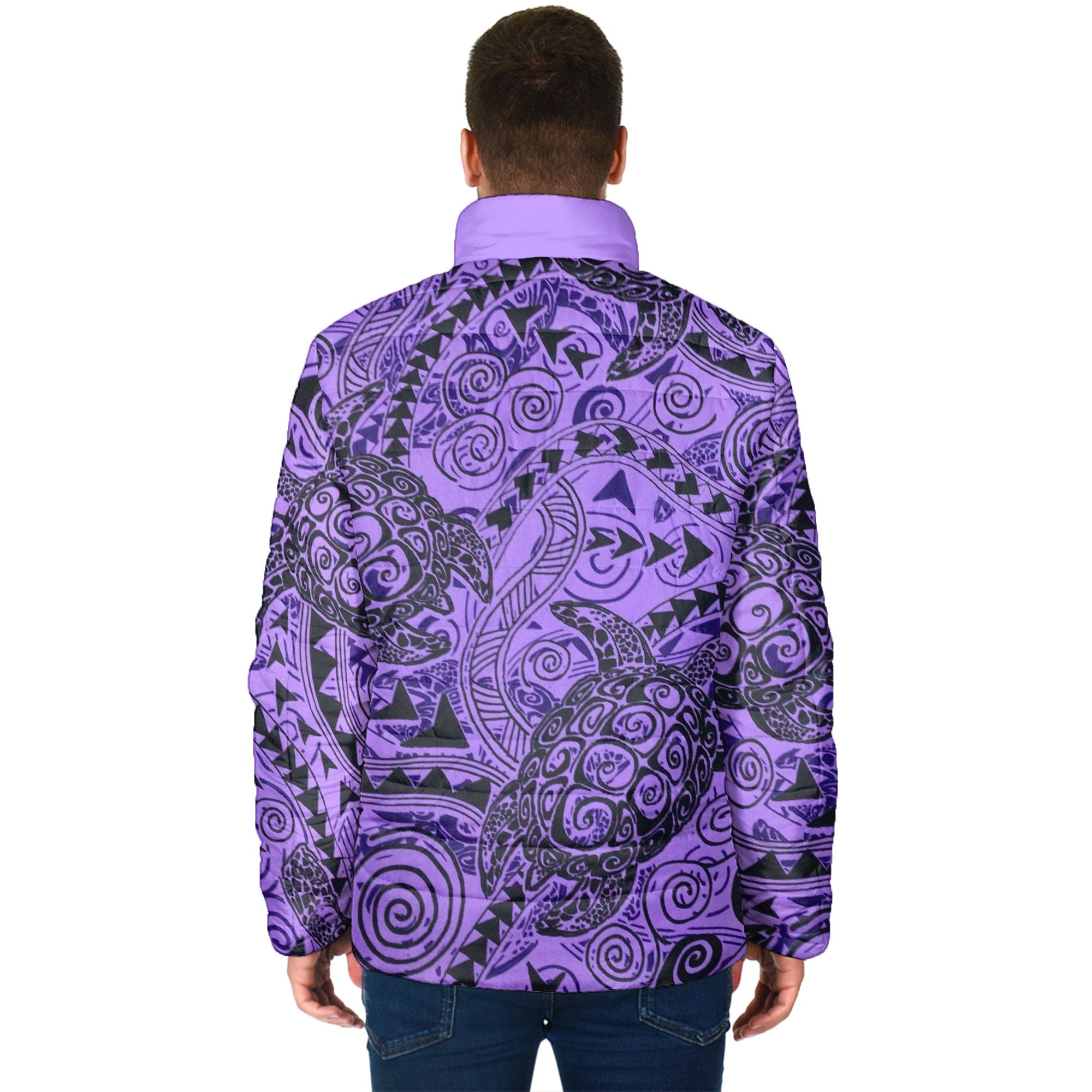 Hawaii Polynesian Turtle Men Padded Jacket Purple Style