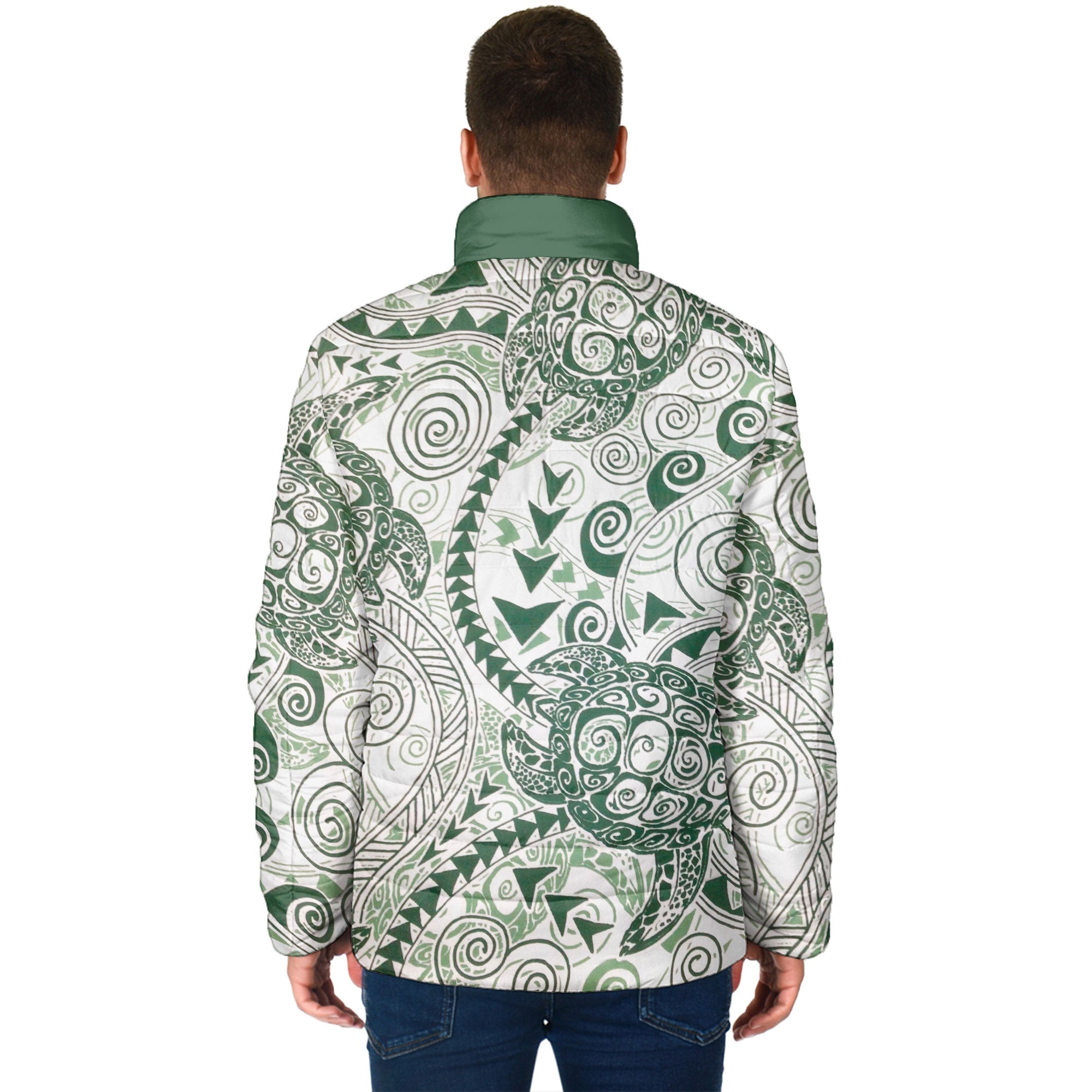 Hawaii Polynesian Turtle Men Padded Jacket Green Style