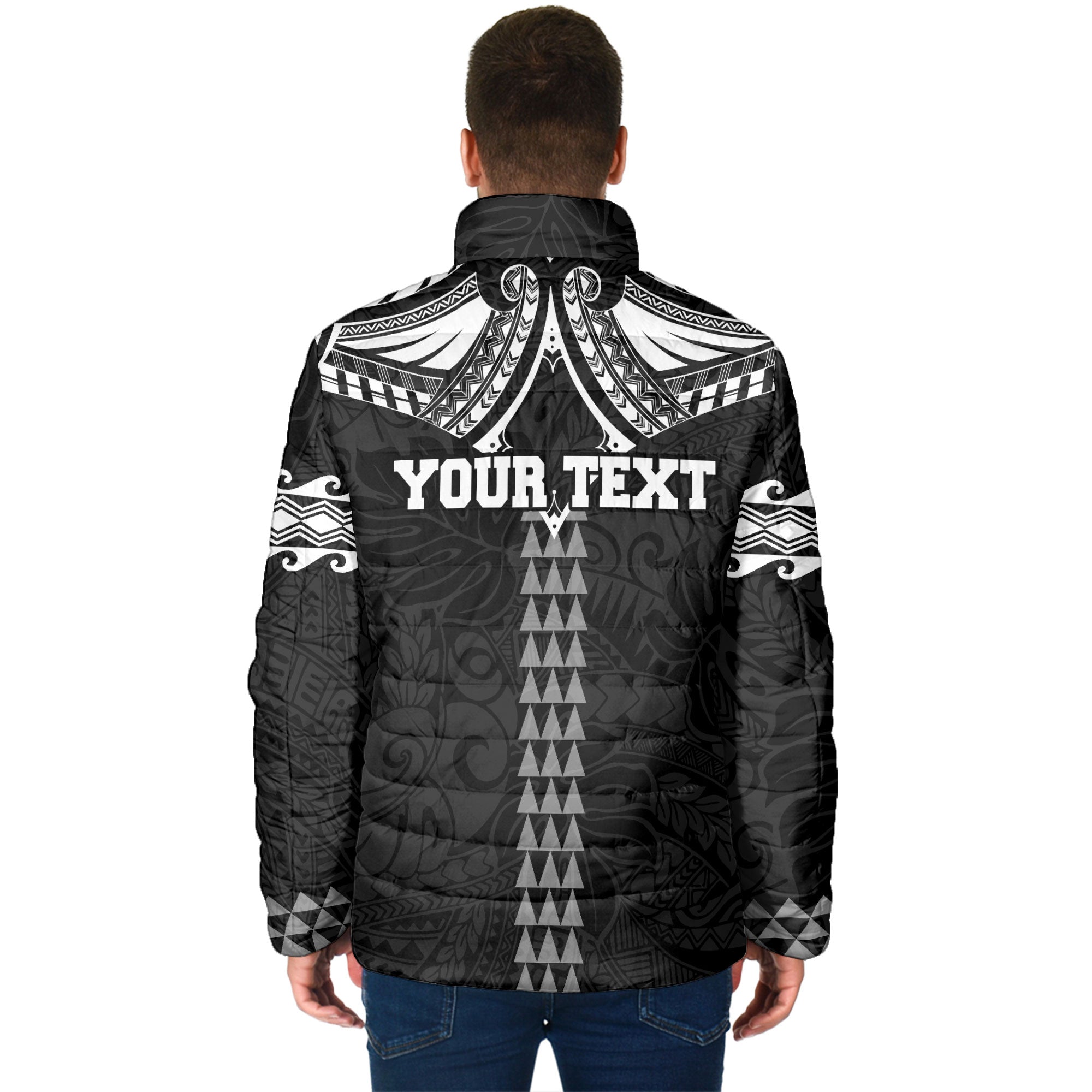 Custom Hawaii Ikaika Warrior Men Padded Jacket Polynesian Tattoo Style