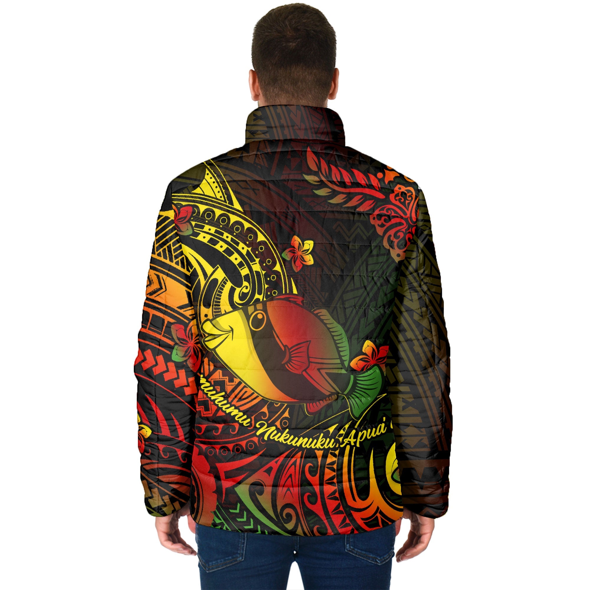 Hawaii Humuhumu Fish Men Padded Jacket Reggae Style