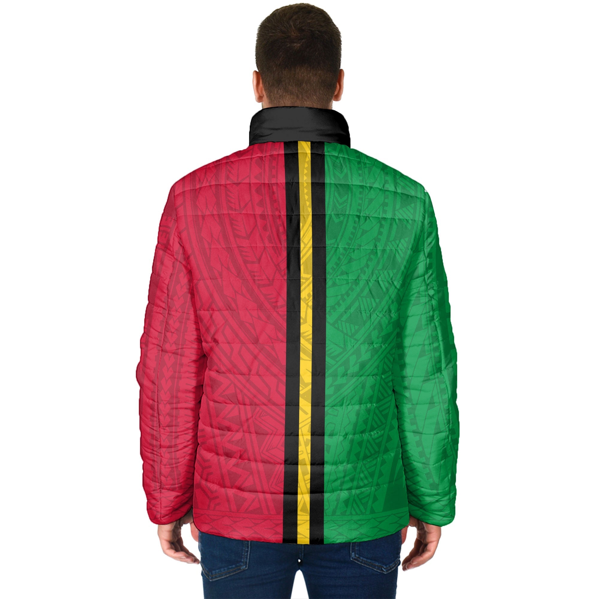 Vanuatu Men Padded Jacket Polynesian Flag Style