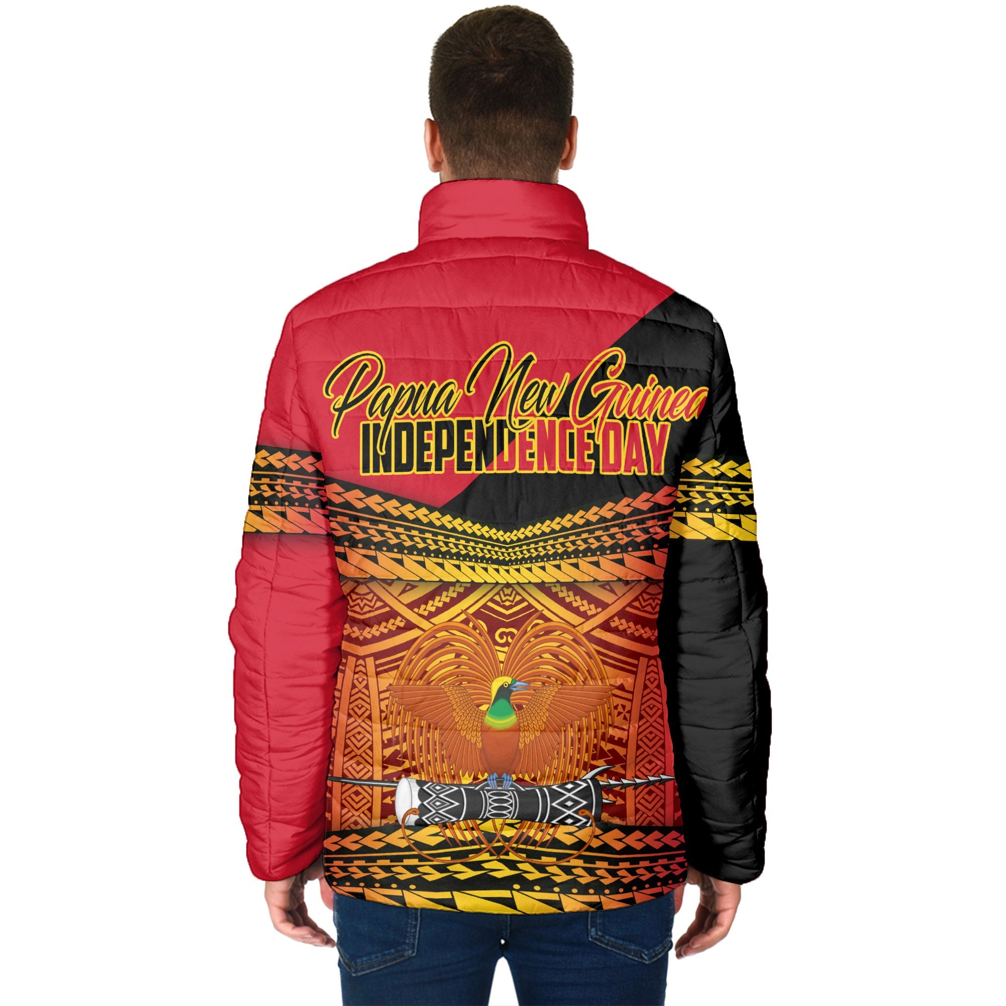 Papua New Guinea Independence Day Men Padded Jacket PNG Emblem Style