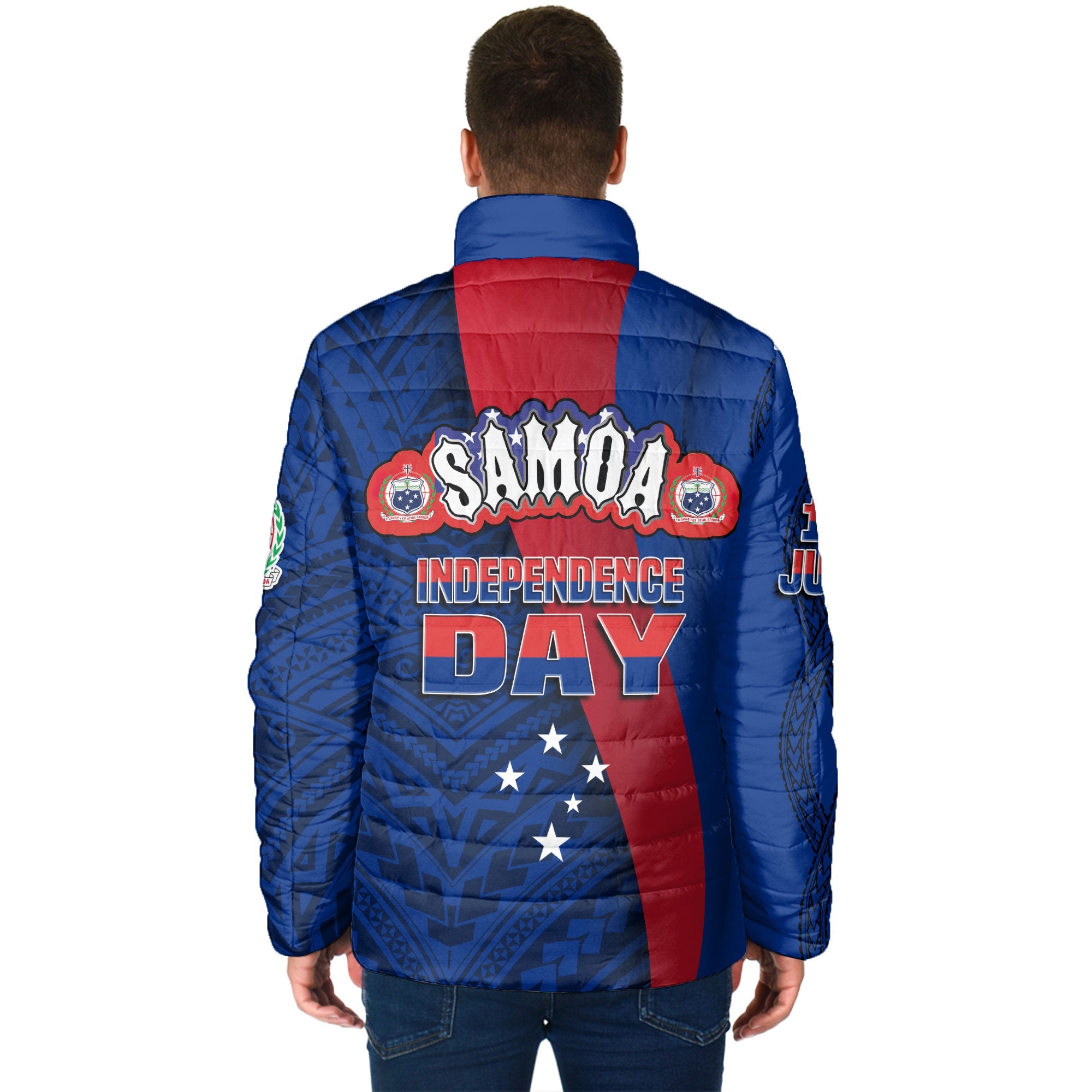 Samoa Independence Day Men Padded Jacket Celebrating Dance Style