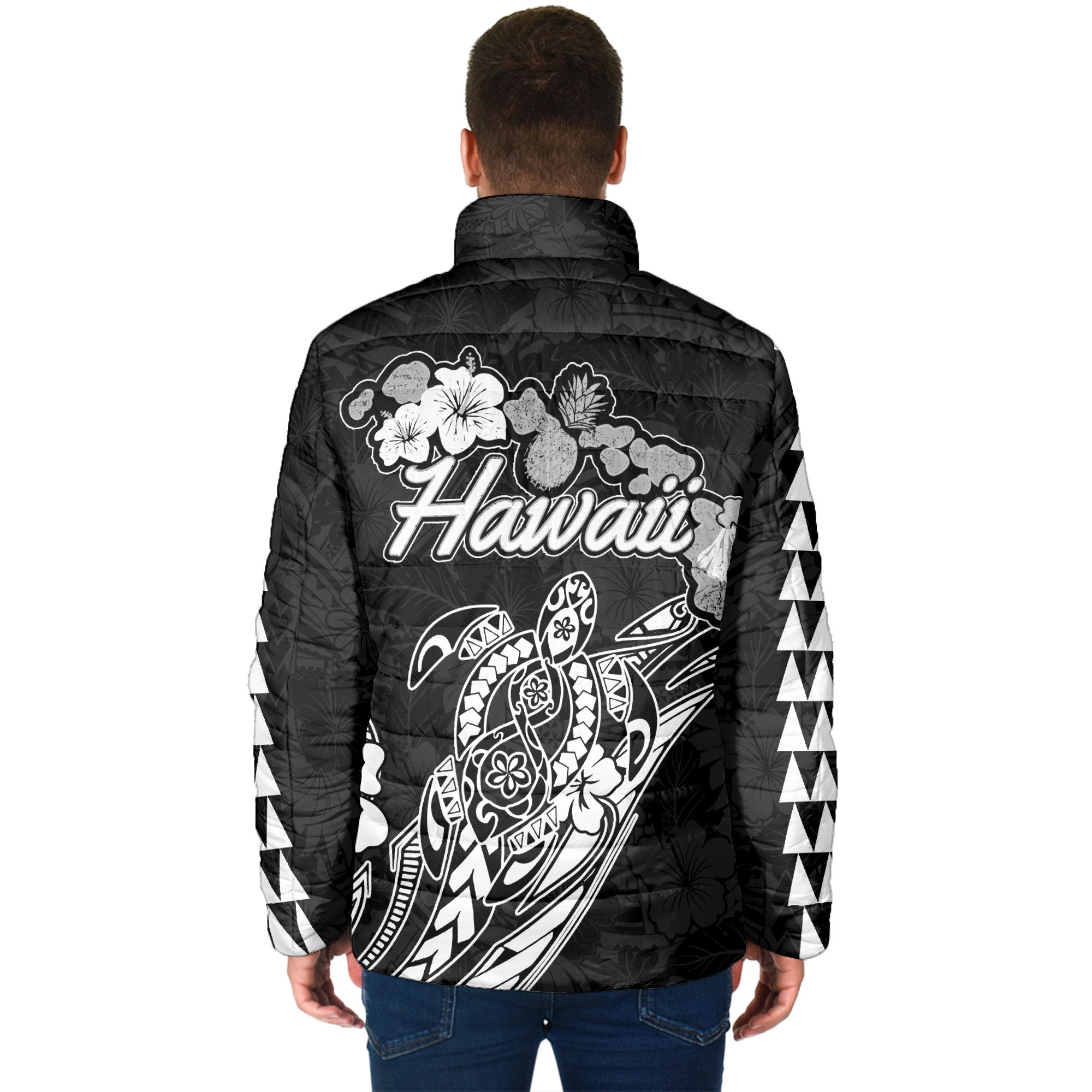 Hawaii Seal Men Padded Jacket Turtle & Map Style