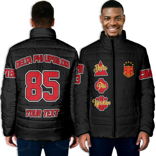 Fraternity Jacket - Personalized Delta Phi Upsilon Men Padded Jacket Original Dark Style