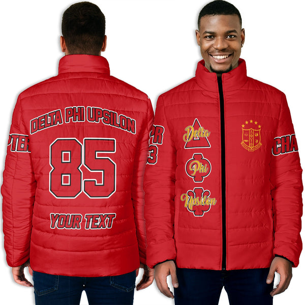 Fraternity Jacket - Personalized Delta Phi Upsilon Men Padded Jacket Original Red Style