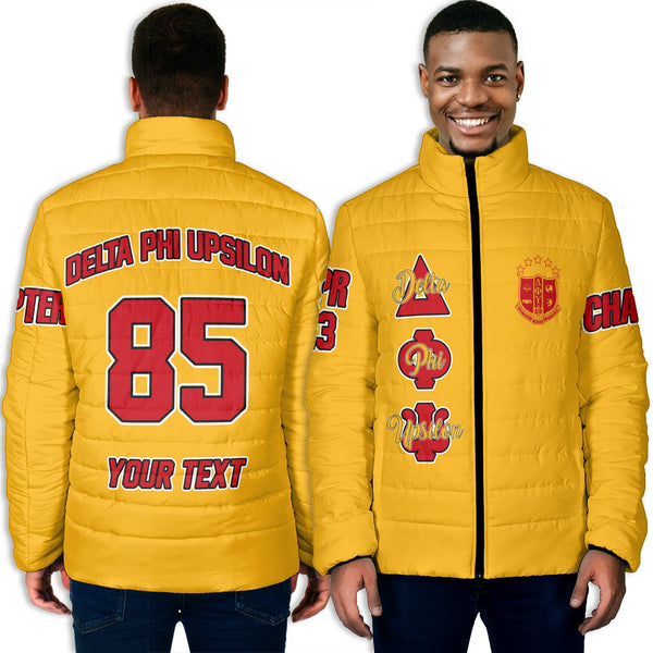 Fraternity Jacket - Personalized Delta Phi Upsilon Men Padded Jacket Original Yellow Style